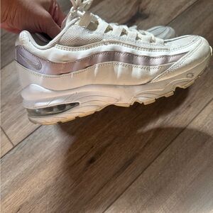 Nike White and Silver Air Max 95 Sneakers